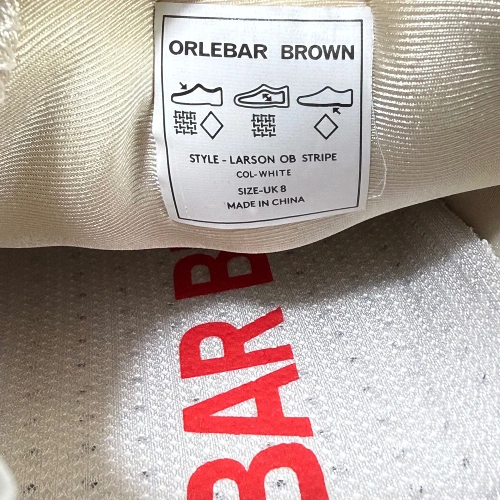 Orlebar Brown Larson OB Stripe Water Shoes Mens UK 8 US 9 White Mesh Resort NEW